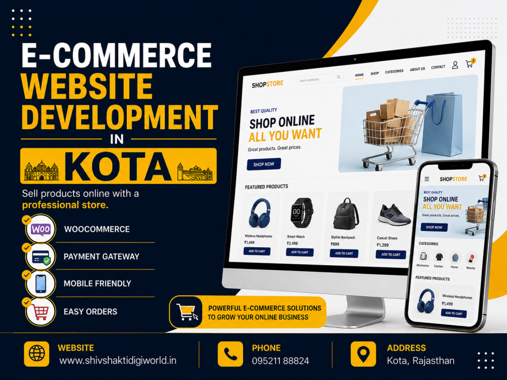 E-Commerce Website Development in Kota with custom online stores, secure payments, mobile-friendly design, and SEO optimization