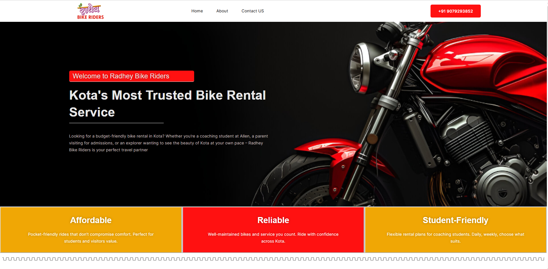 Shiv Shakti Digiworl Portfolio 4 bike rantal service Website Developed Shiv Shakti Digiworld